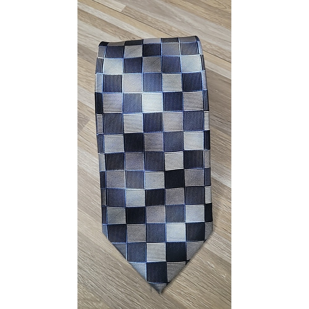 Pronto Uomo Couture Silk Tie Checker Pattern Mens Wearhouse New w Tag - Picture 2 of 9